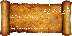 Őry Árpád névjegykártya