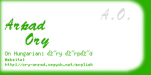 arpad ory business card